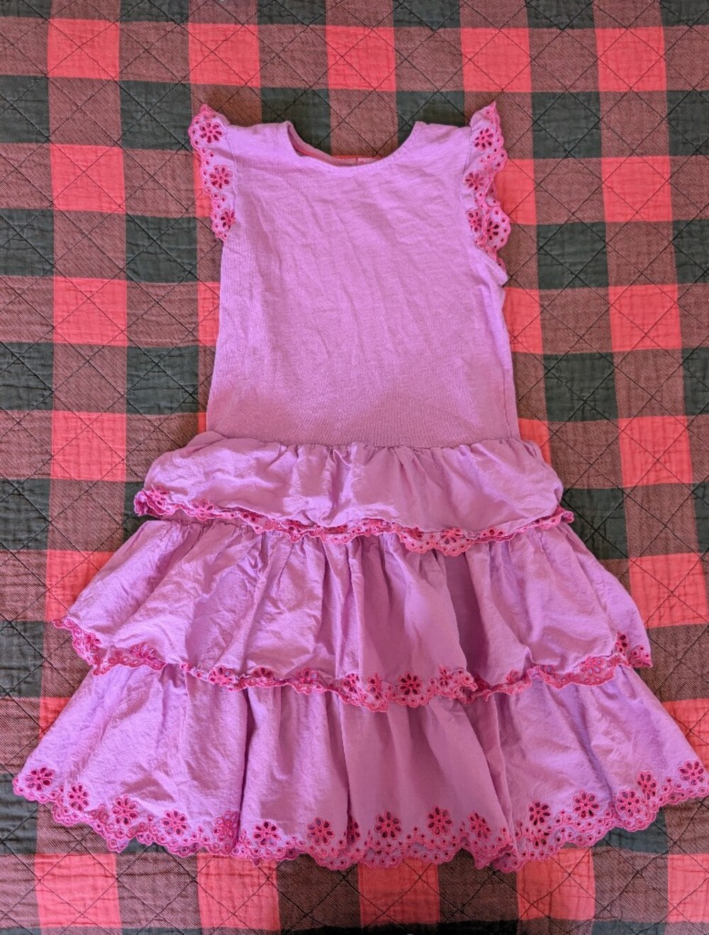 Boden Lavender Pink Eyelet Tiered Dress